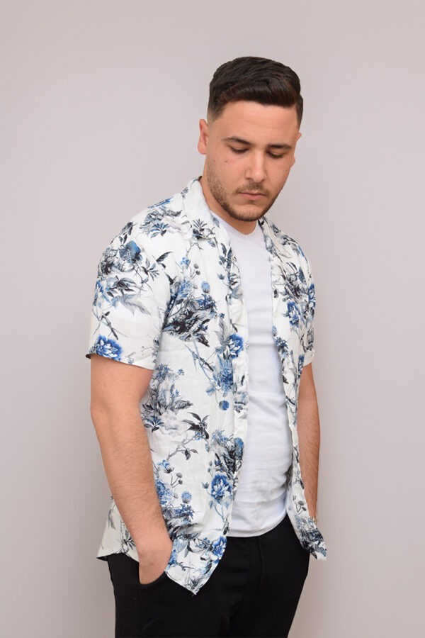 Chemise Florale Kamraya – Bleu Océan – Image 2