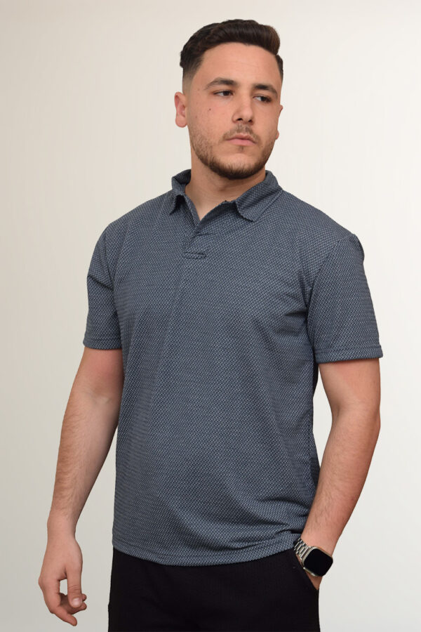 Polo Texturé – Bleu Cendré