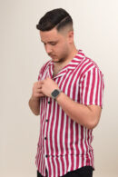 Chemise Rayée Kamraya – Rouge Bordeaux