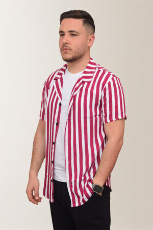 Chemise Rayée Kamraya – Rouge Bordeaux