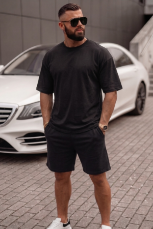 Ensemble Demi Oversize T-shirt + Short – Noir