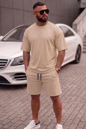 Ensemble Demi Oversize T-shirt + Short – Beige Crème