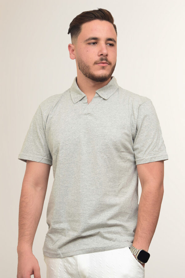 Polo Basique Gris Clair Chiné