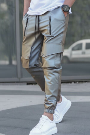 Pantalon Cargo Tissu Spandex - Gris