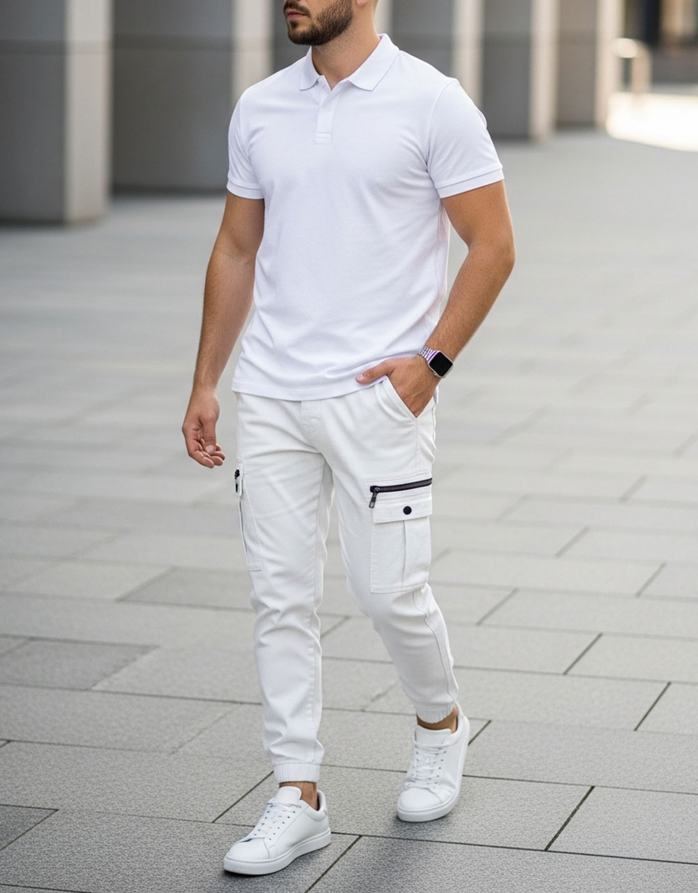Ensemble Polo + Cargo – Blanc