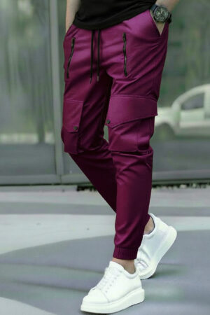 Pantalon Cargo Tissu Spandex - Bordeaux