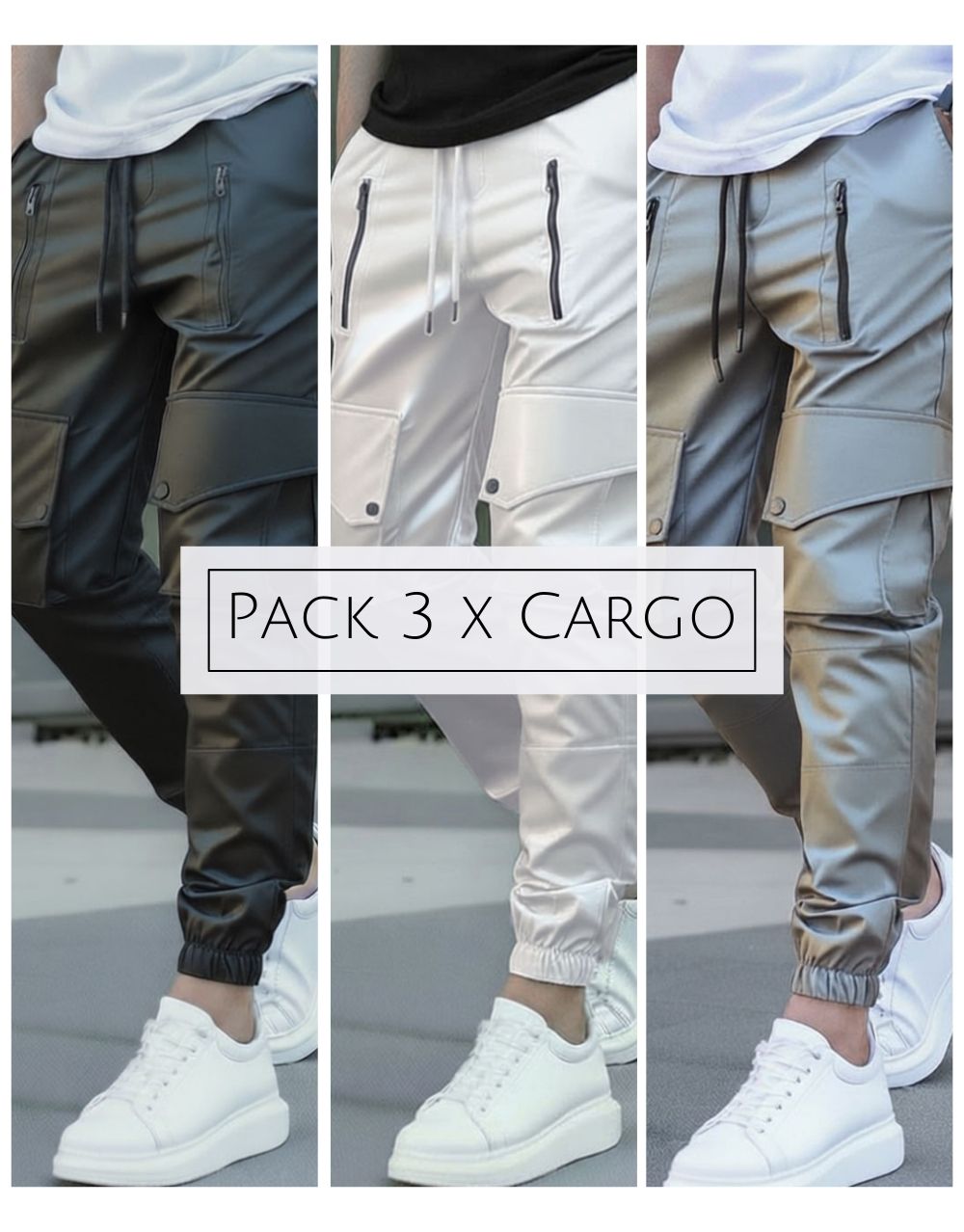 Lot de 3 Pantalons Cargos Spandex - REF0086