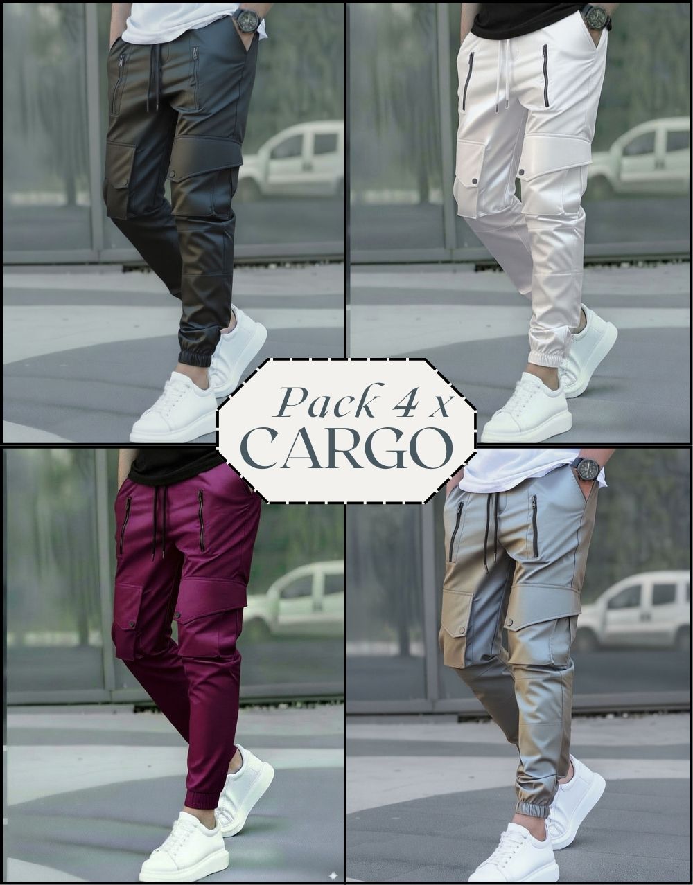 Lot de 4 Pantalons Cargos Spandex - REF0088