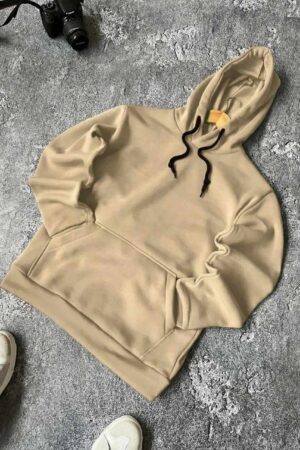 Sweat à Capuche en Molleton Doux - Beige