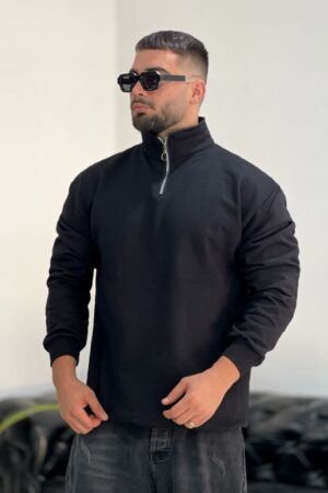 Sweat Essentiel Col Zippé Molleton - Noir