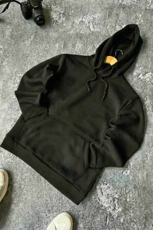 Sweat à Capuche en Molleton Doux - Noir