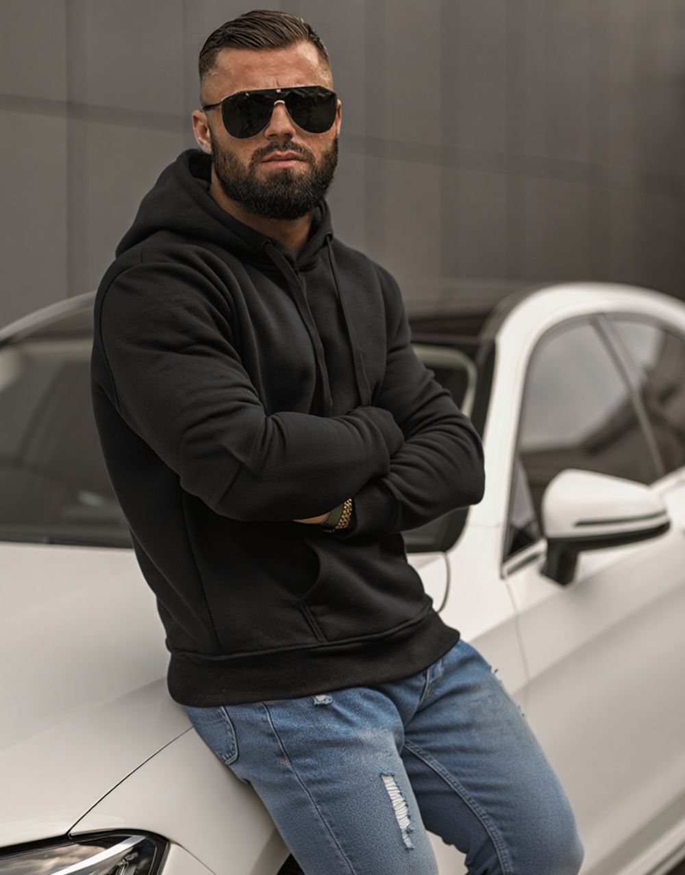 Sweat à Capuche en Molleton Doux - Noir – Image 2