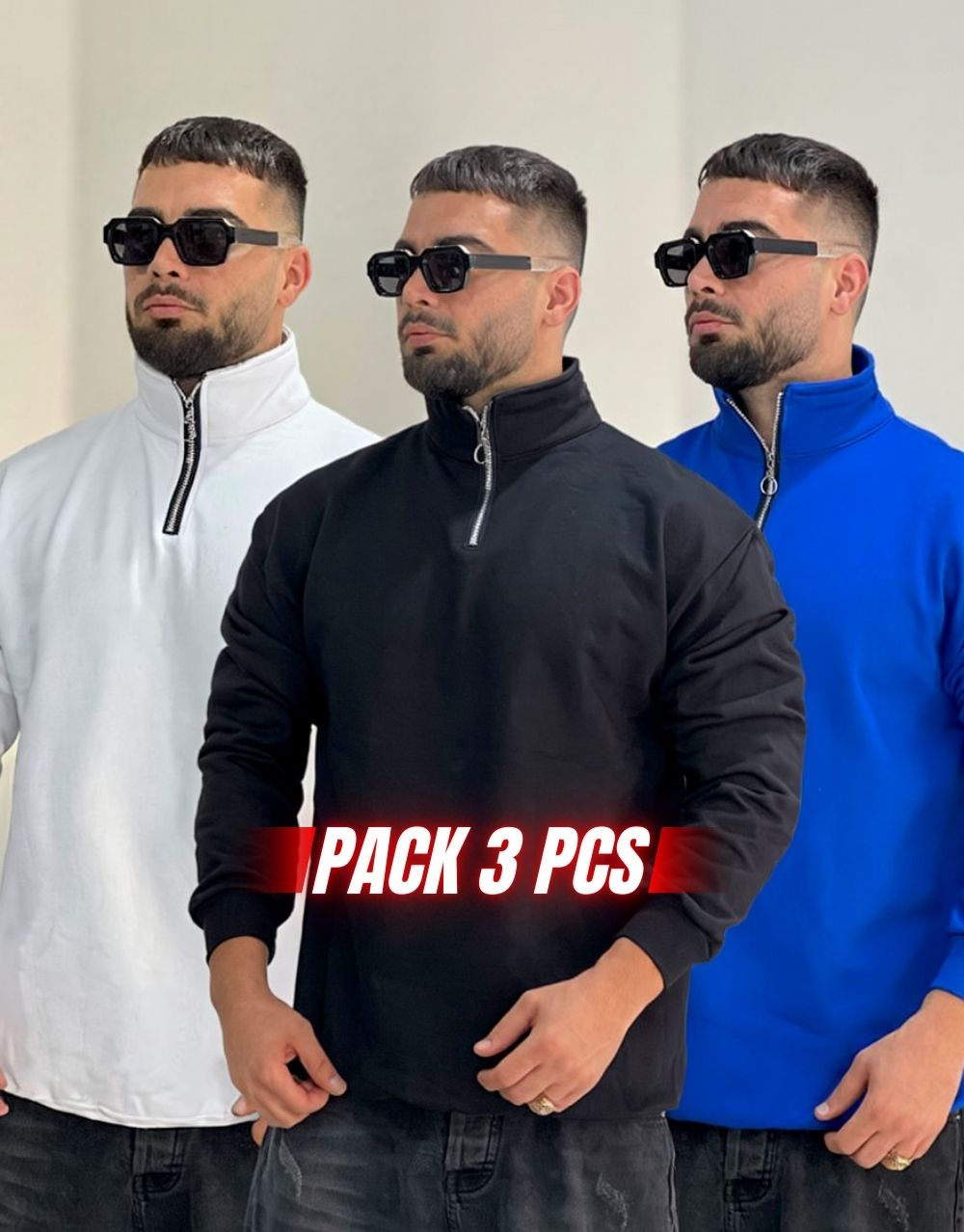 Lot de 3 Sweats Col Zippé - REF0116