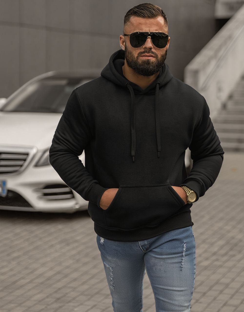 Sweat à Capuche en Molleton Doux - Noir – Image 3