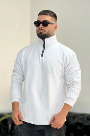 Sweat Essentiel Col Zippé Molleton - Blanc