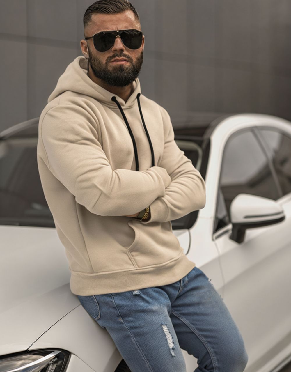 Sweat à Capuche en Molleton Doux - Beige – Image 2