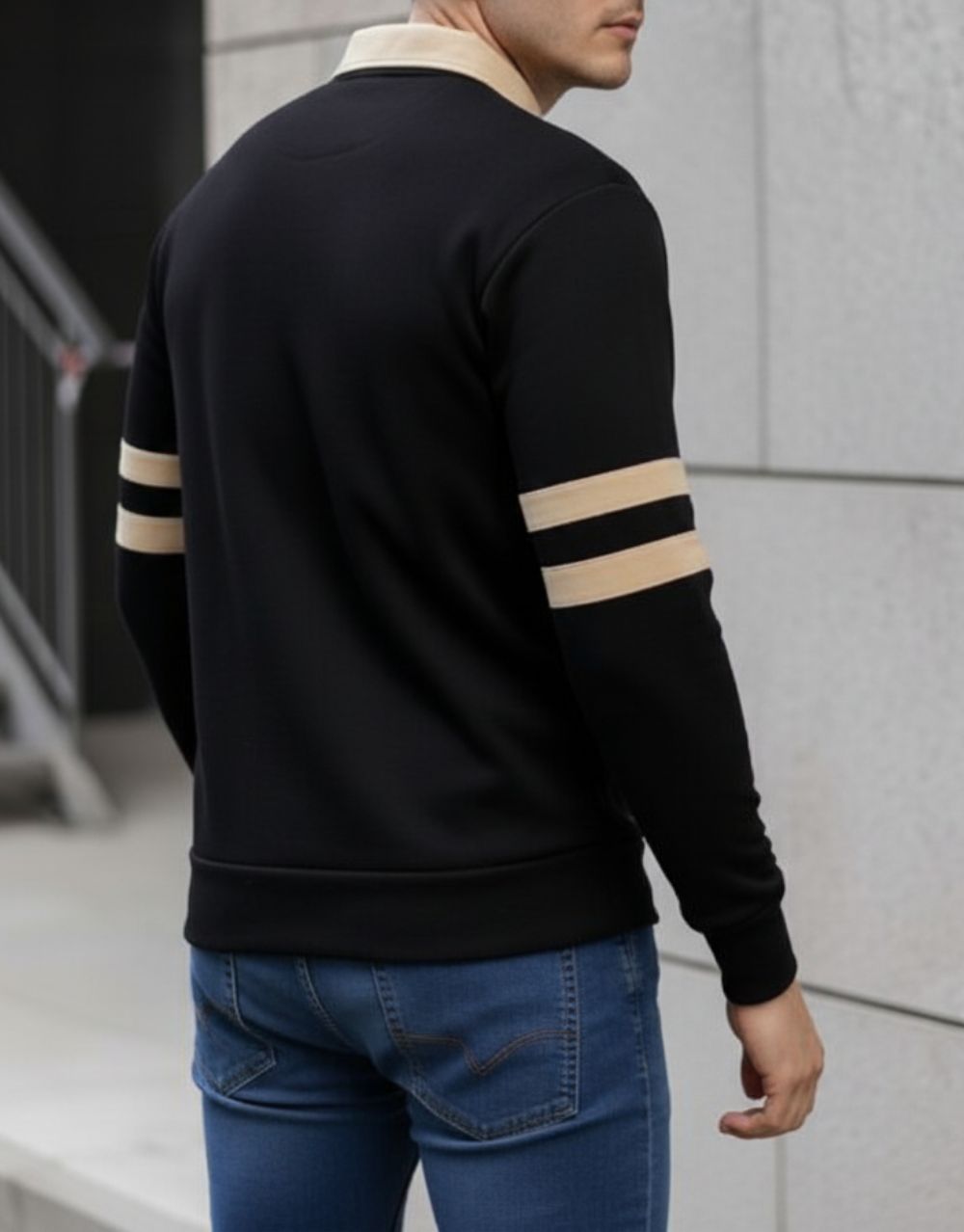 Sweatshirt Col Polo California - Noir – Image 4