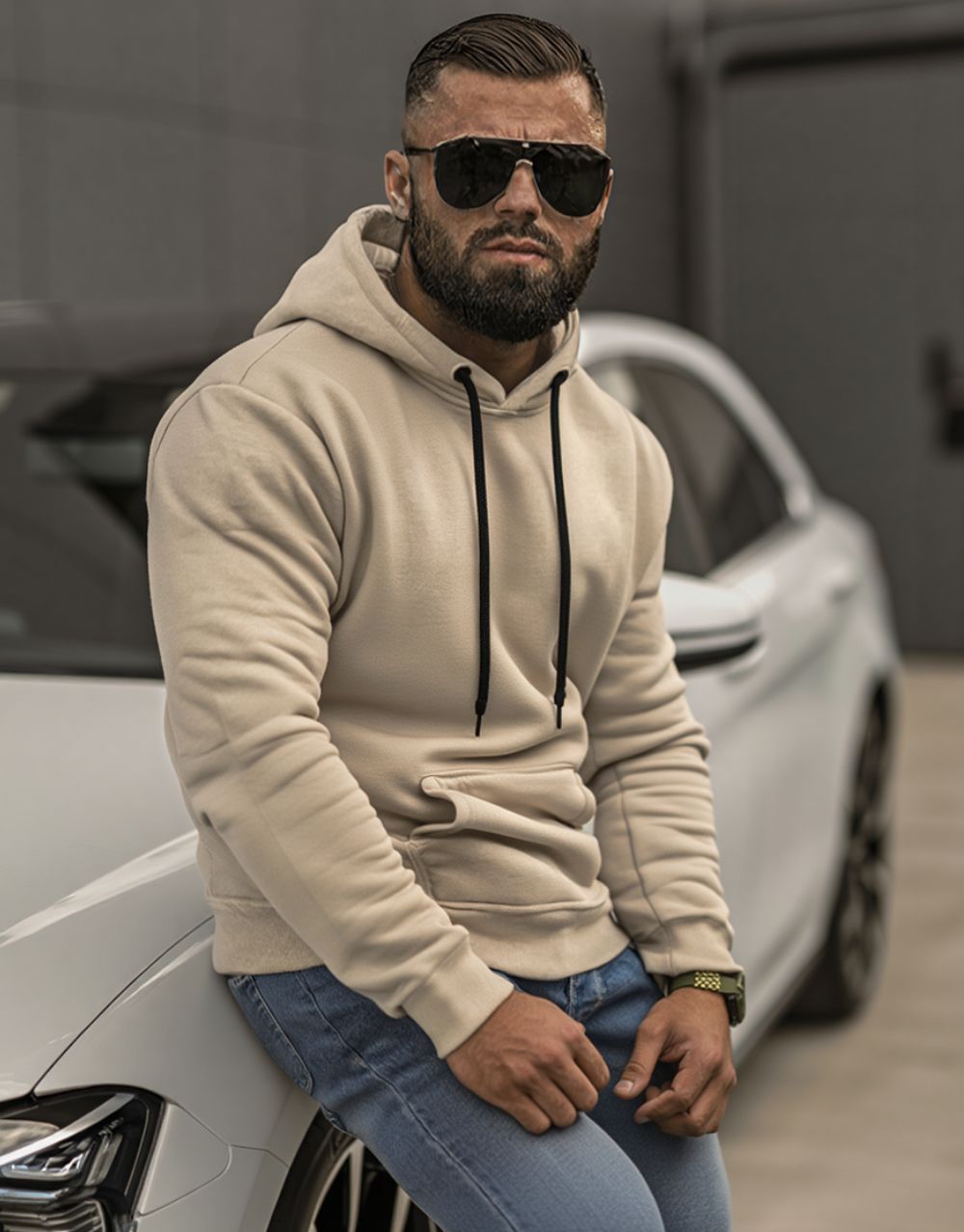 Sweat à Capuche en Molleton Doux - Beige – Image 3