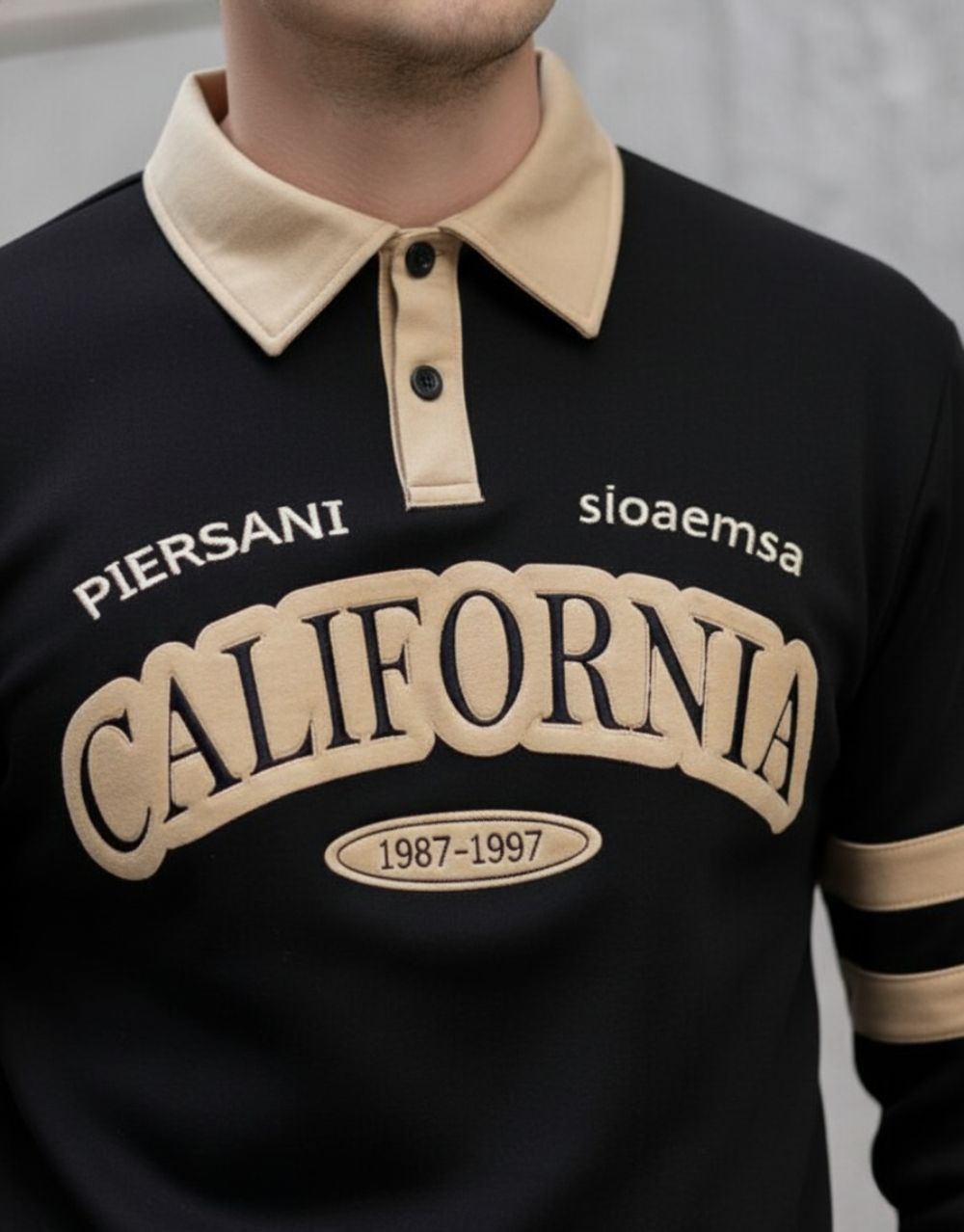 Sweatshirt Col Polo California - Noir – Image 5