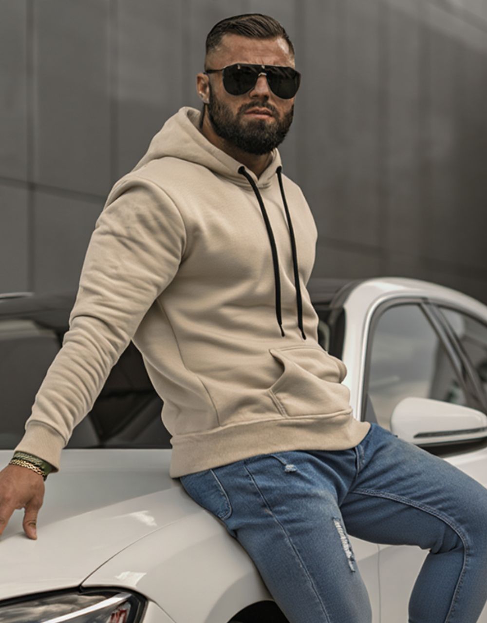 Sweat à Capuche en Molleton Doux - Beige – Image 4