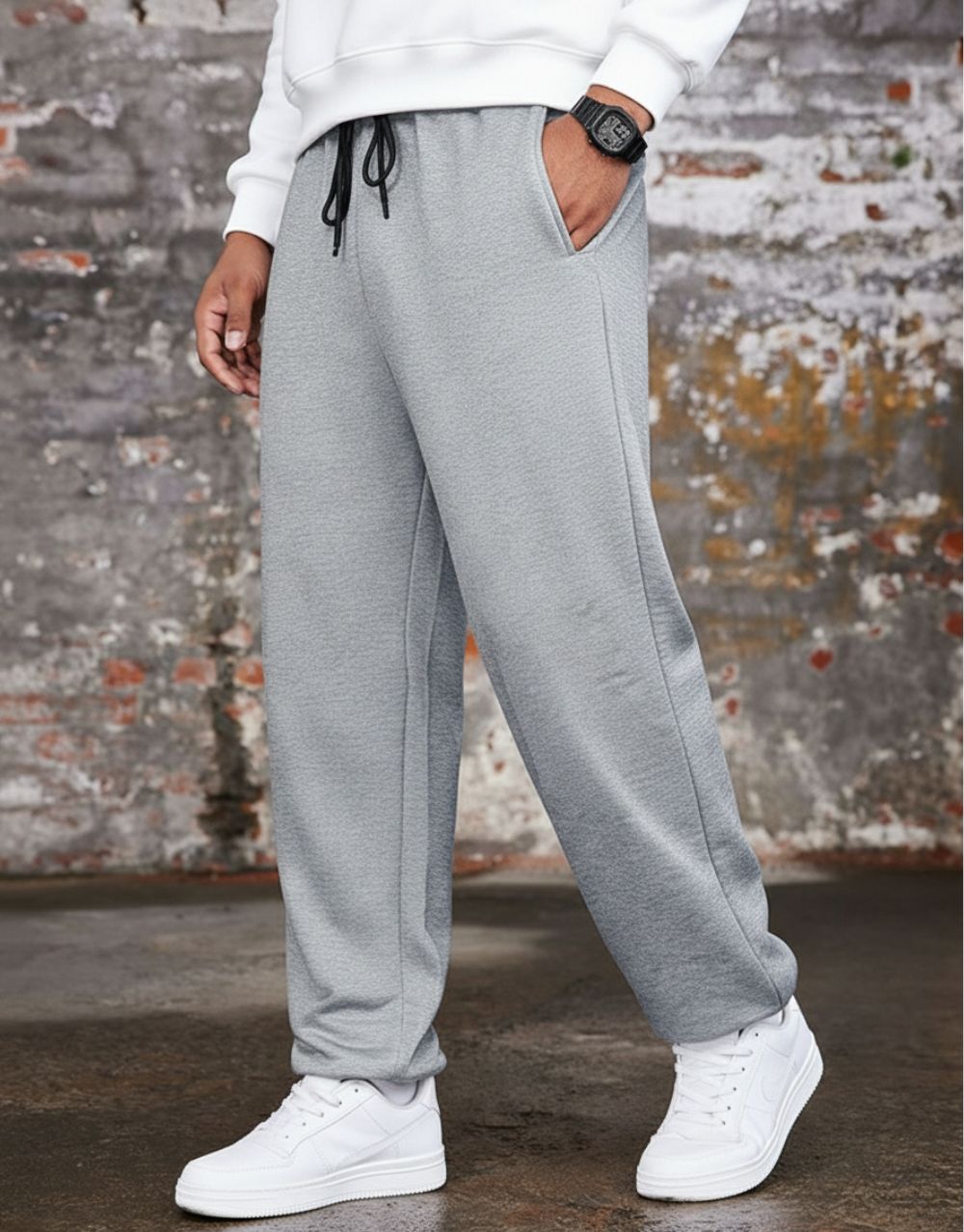 Pantalon Jogging Baggy - Gris Claire – Image 3