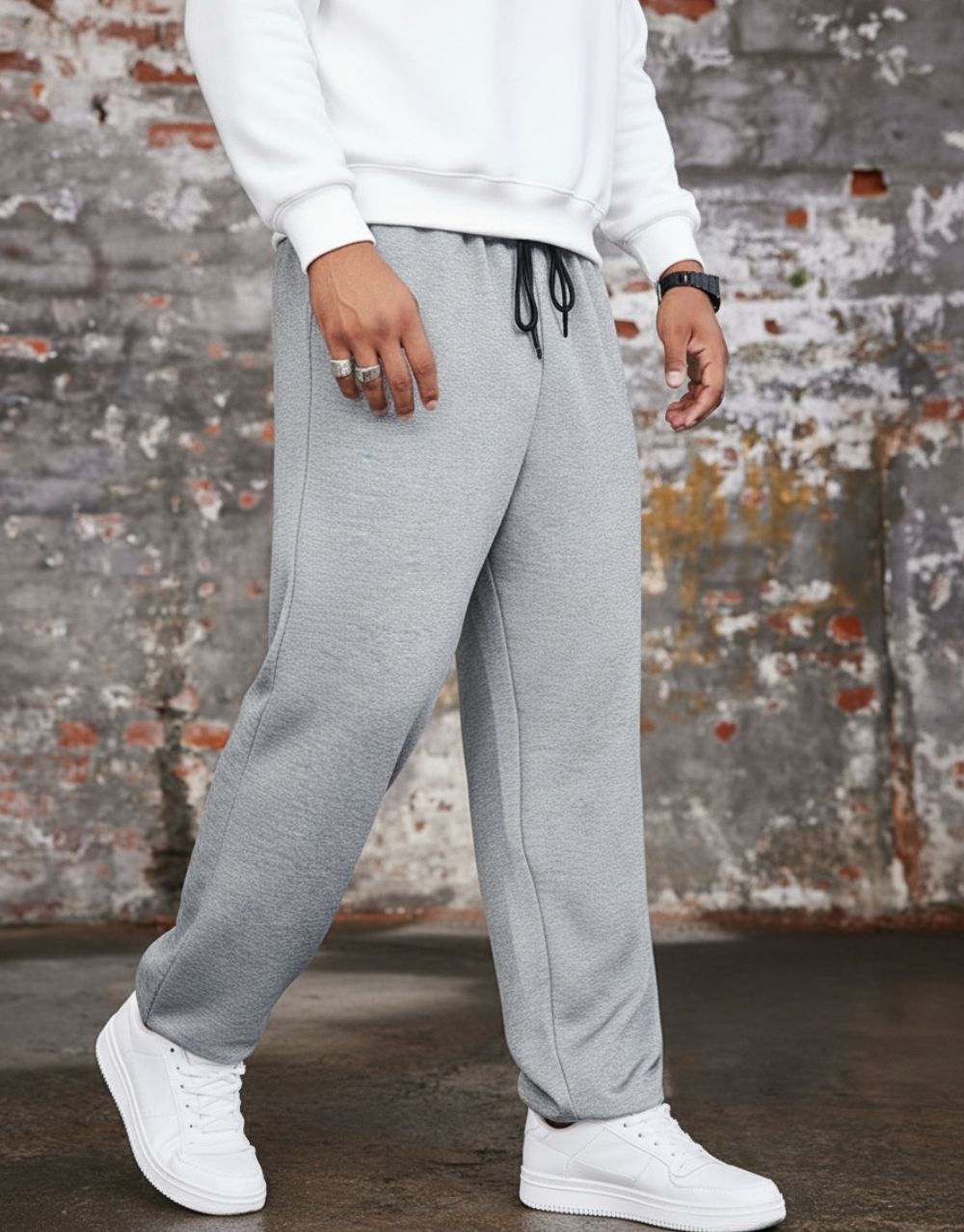 Pantalon Jogging Baggy - Gris Claire – Image 4