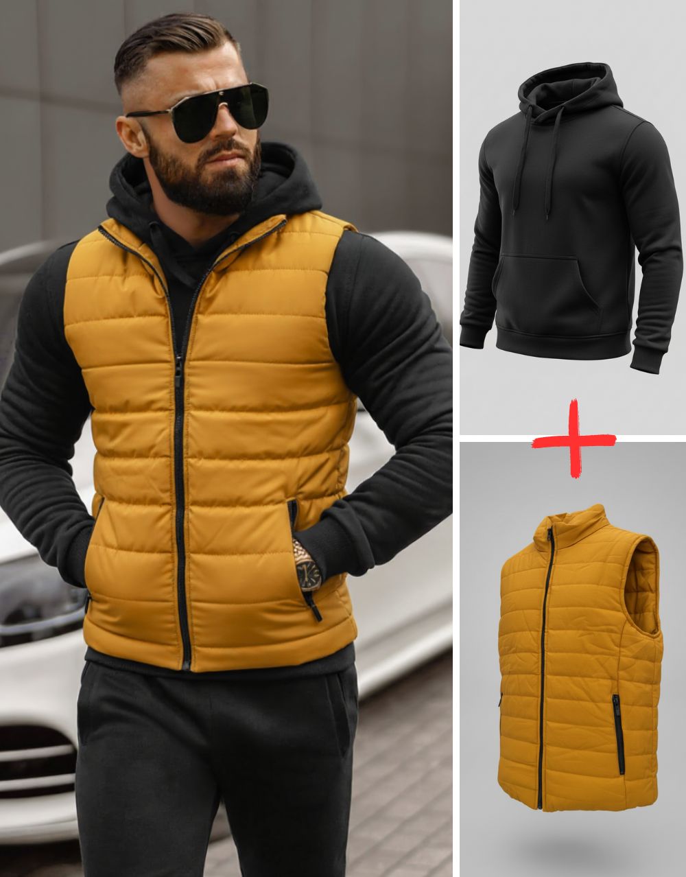 Pack Duo Style : Gilet Doudoune + Sweat à Capuche REF0127