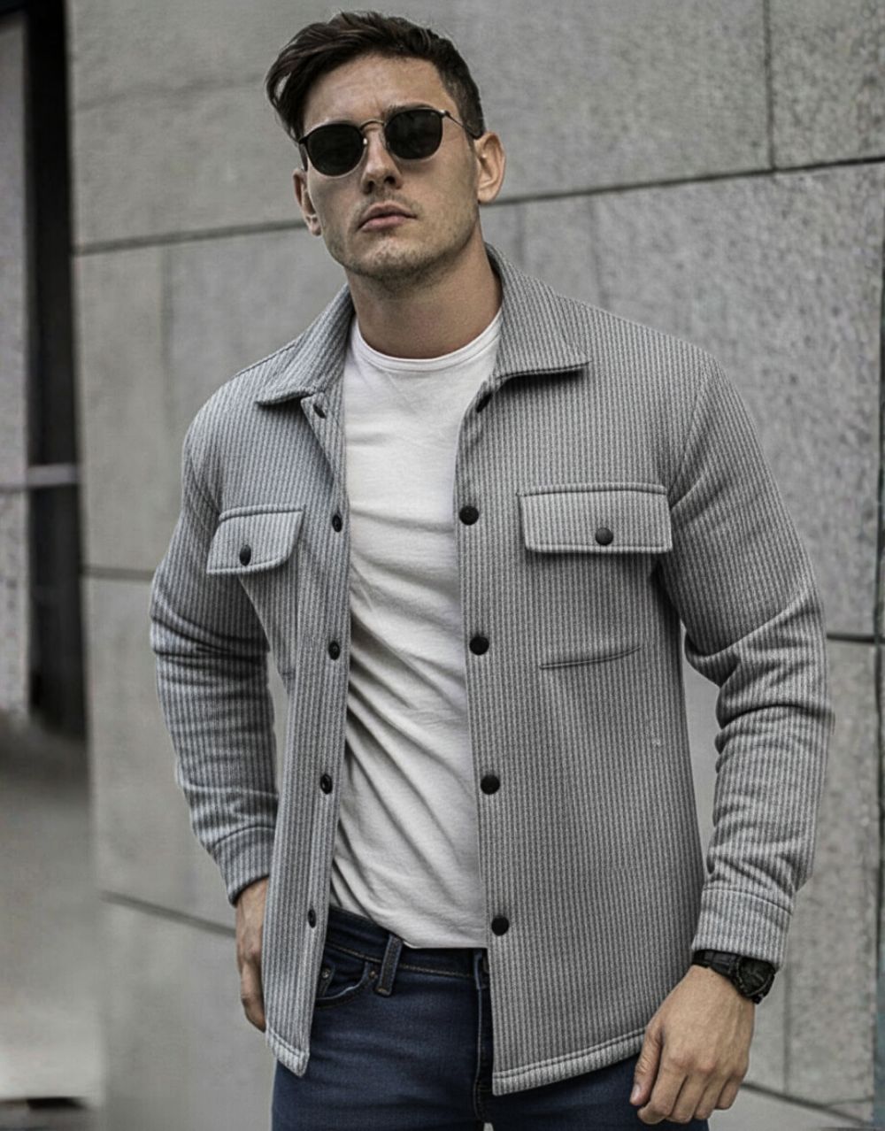 Veste Chemise Urbaine - Gris Rayé