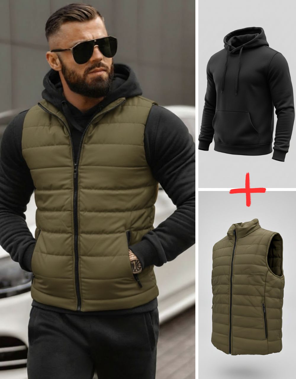 Pack Duo Style : Gilet Doudoune + Sweat à Capuche REF0134