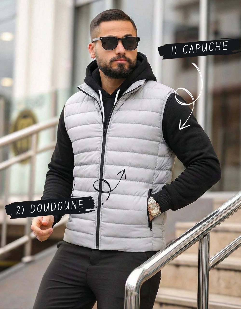 Pack Duo Style : Gilet Doudoune + Sweat à Capuche REF0133