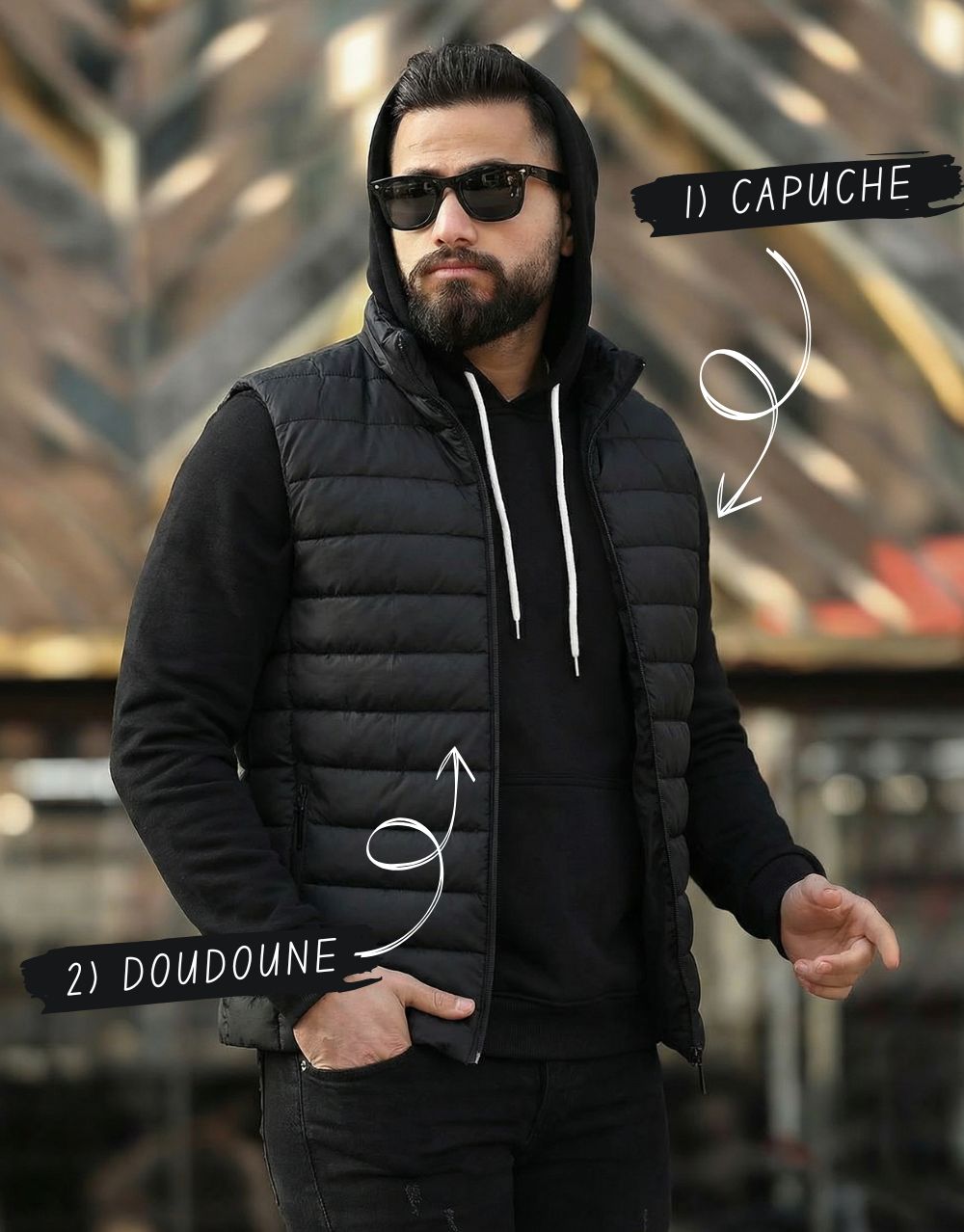Pack Duo Style : Gilet Doudoune + Sweat à Capuche REF0129