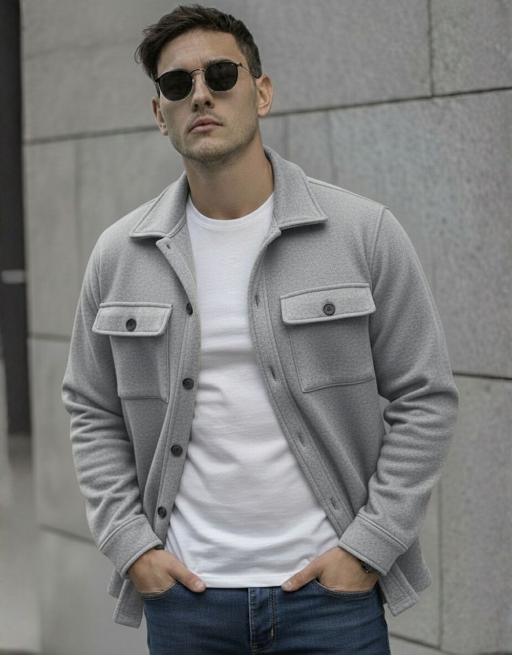 Veste Chemise Urbaine - Gris Claire