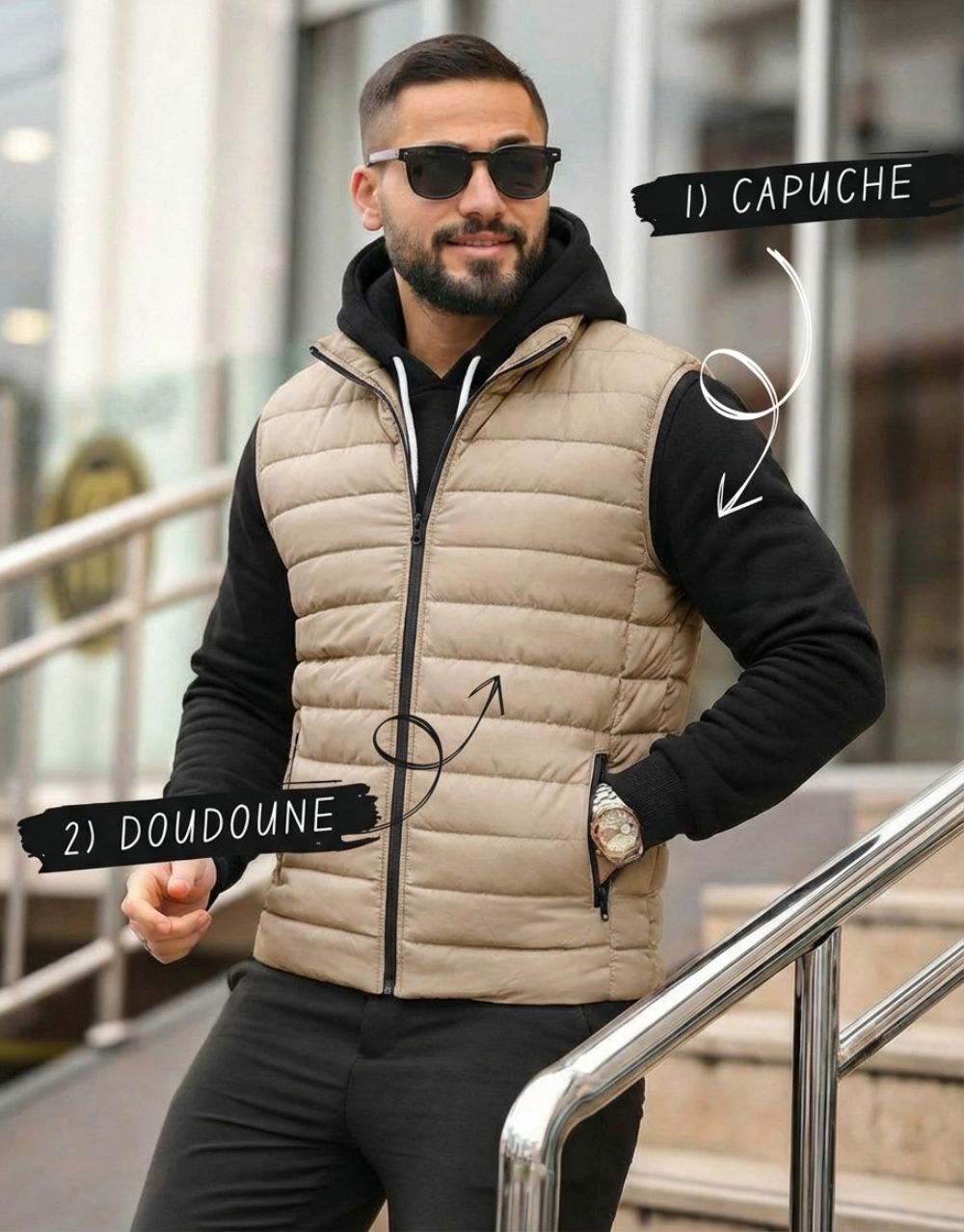 Pack Duo Style : Gilet Doudoune + Sweat à Capuche REF0148