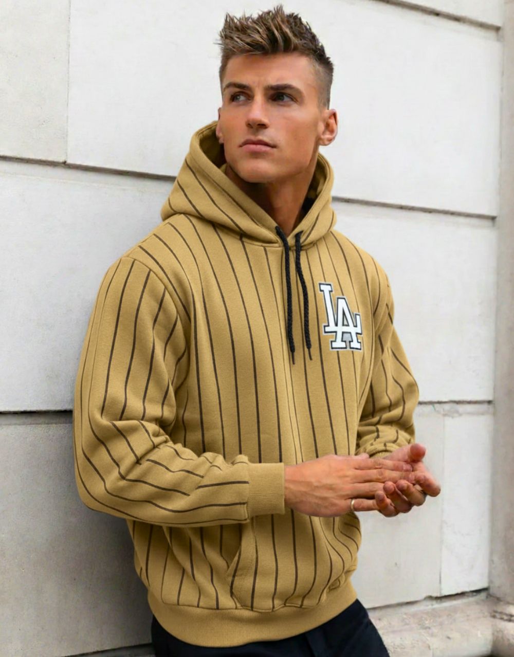 Sweat à Capuche Rayé "Los Angeles" - Beige