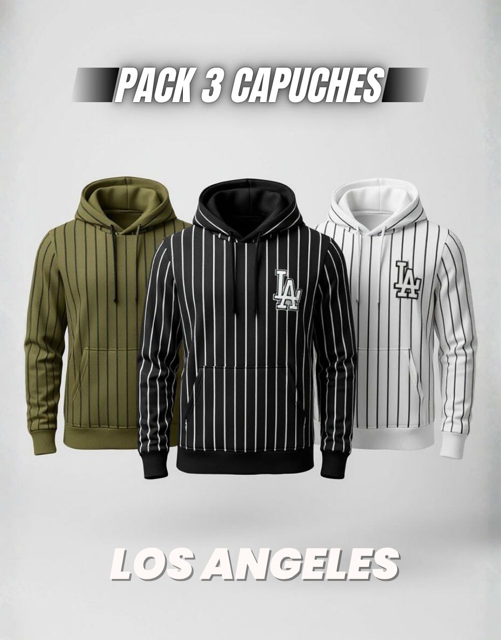 Pack 3 Cpauches Rayés "Los Angeles"