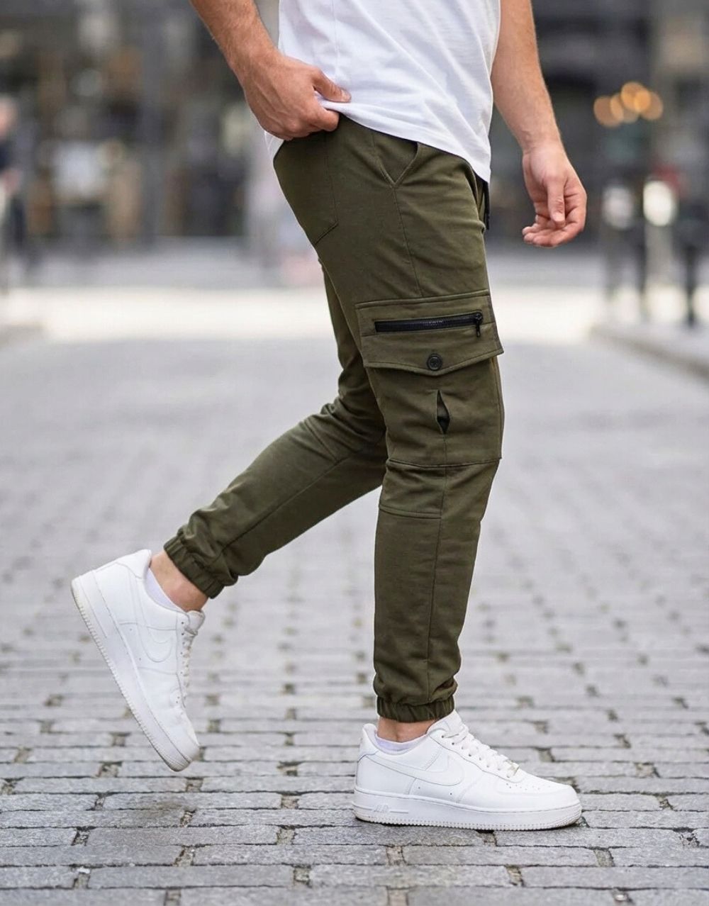 Pack 3 pantalons : 2 Cargos & 1 Jogging - Vert Militaire/Gris/Noir REF0157 – Image 3