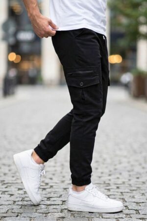 Pantalon Cargo Slim en Coton - Noir