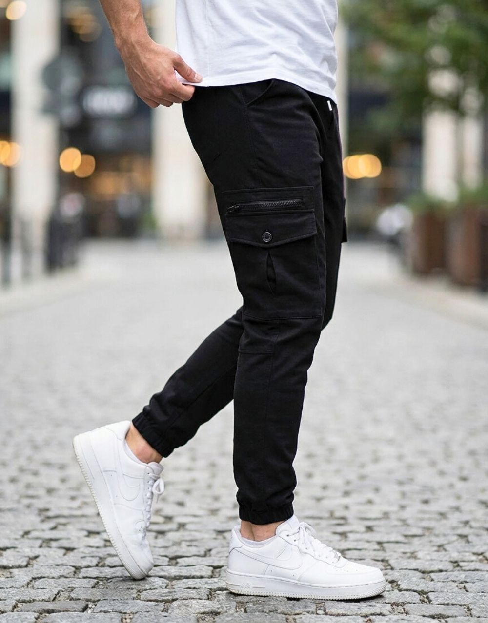 Pack 3 pantalons : 2 Cargos & 1 Jogging - Vert Militaire/Gris/Noir REF0157 – Image 2