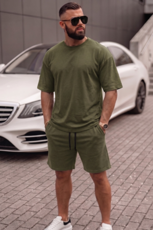 Ensemble Demi Oversize T-shirt + Short – Vert Militaire