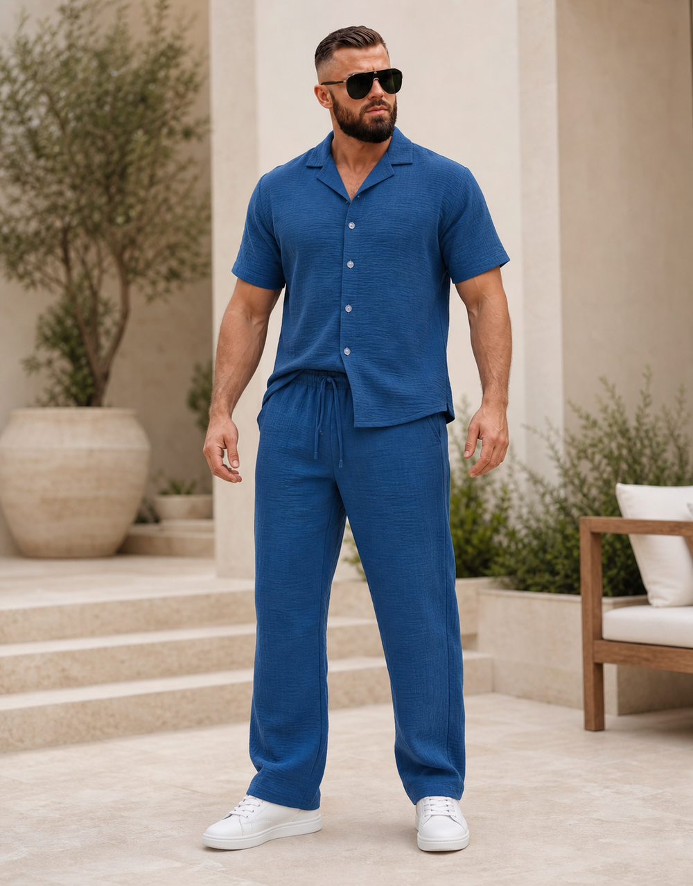 Ensemble Crêpe - Bleu Dengri